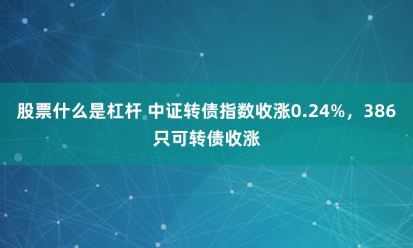股票什么是杠杆 中证转债指数收涨0.24%，386只可转债收涨