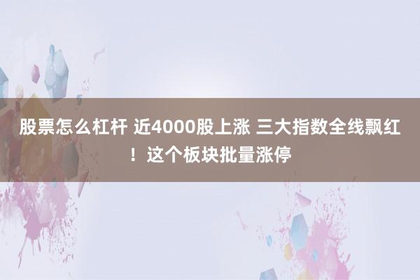 股票怎么杠杆 近4000股上涨 三大指数全线飘红！这个板块批量涨停