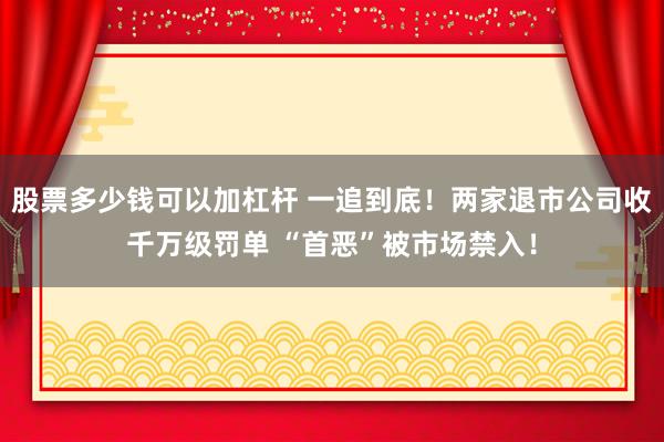 股票多少钱可以加杠杆 一追到底！两家退市公司收千万级罚单 “首恶”被市场禁入！