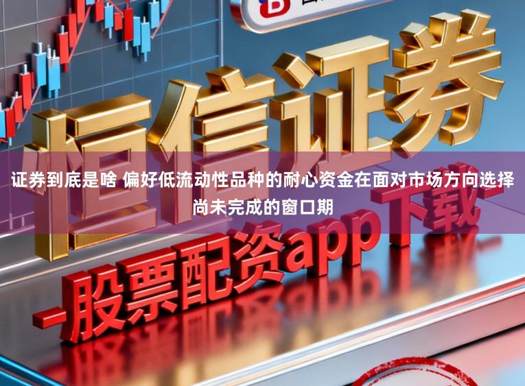 证券到底是啥 偏好低流动性品种的耐心资金在面对市场方向选择尚未完成的窗口期